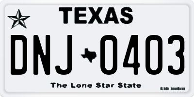 TX license plate DNJ0403