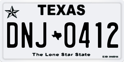 TX license plate DNJ0412
