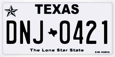 TX license plate DNJ0421