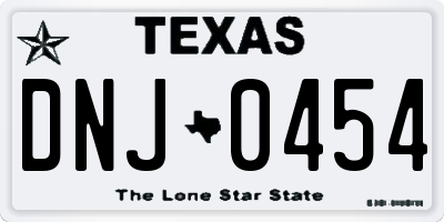 TX license plate DNJ0454
