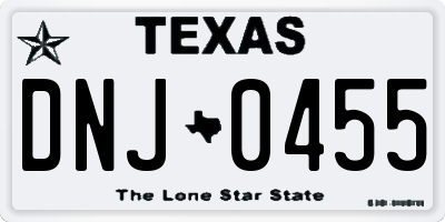 TX license plate DNJ0455