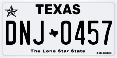 TX license plate DNJ0457