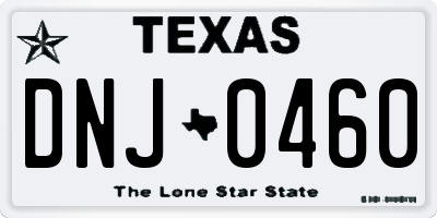 TX license plate DNJ0460