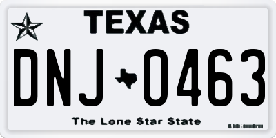 TX license plate DNJ0463