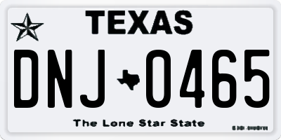 TX license plate DNJ0465