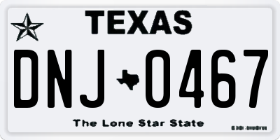 TX license plate DNJ0467