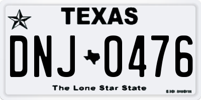 TX license plate DNJ0476