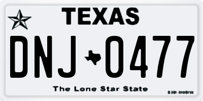 TX license plate DNJ0477