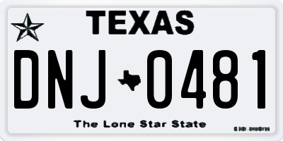 TX license plate DNJ0481