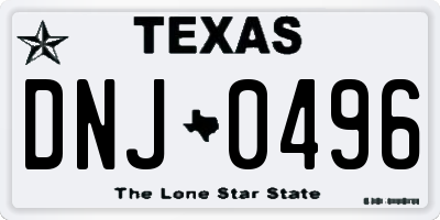 TX license plate DNJ0496