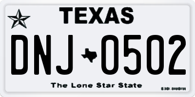 TX license plate DNJ0502