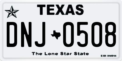 TX license plate DNJ0508
