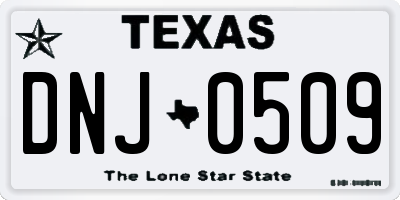 TX license plate DNJ0509