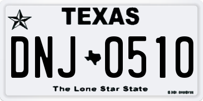 TX license plate DNJ0510