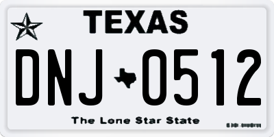 TX license plate DNJ0512