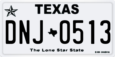 TX license plate DNJ0513