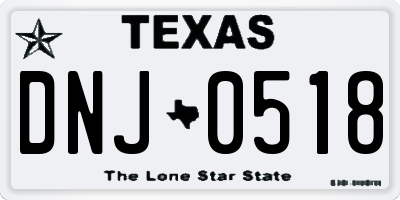TX license plate DNJ0518