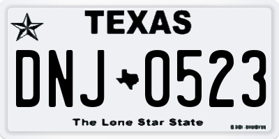 TX license plate DNJ0523