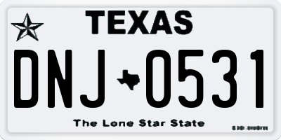 TX license plate DNJ0531
