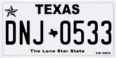 TX license plate DNJ0533