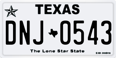 TX license plate DNJ0543