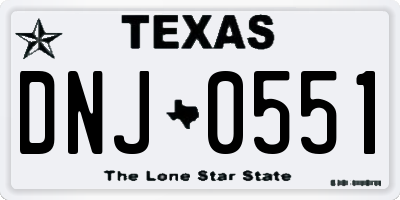 TX license plate DNJ0551