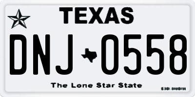 TX license plate DNJ0558
