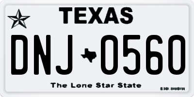 TX license plate DNJ0560