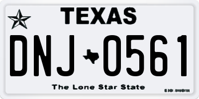 TX license plate DNJ0561