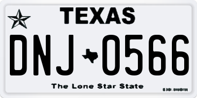 TX license plate DNJ0566