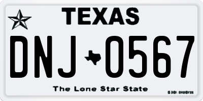 TX license plate DNJ0567