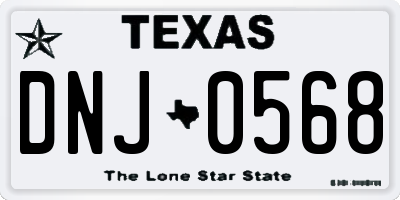 TX license plate DNJ0568