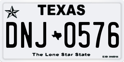 TX license plate DNJ0576