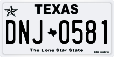 TX license plate DNJ0581