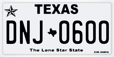TX license plate DNJ0600