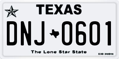 TX license plate DNJ0601