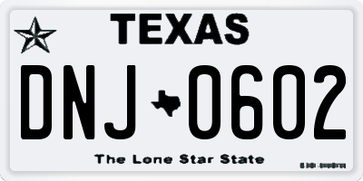 TX license plate DNJ0602