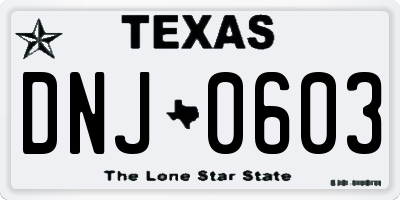 TX license plate DNJ0603