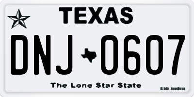 TX license plate DNJ0607