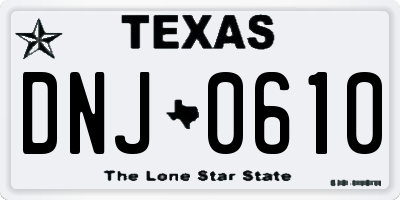 TX license plate DNJ0610