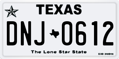 TX license plate DNJ0612