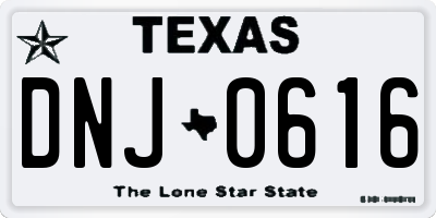 TX license plate DNJ0616