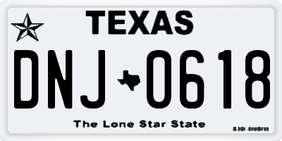 TX license plate DNJ0618