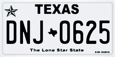 TX license plate DNJ0625