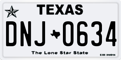 TX license plate DNJ0634
