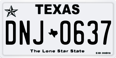 TX license plate DNJ0637