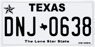 TX license plate DNJ0638