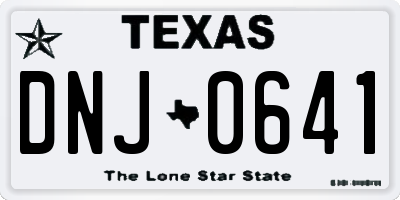 TX license plate DNJ0641