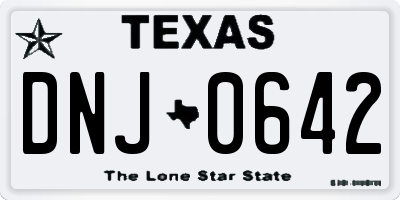 TX license plate DNJ0642