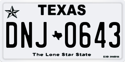 TX license plate DNJ0643